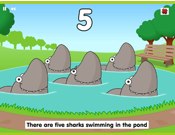 Five Sharks Swimming